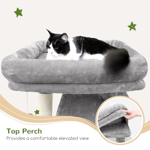 Globlazer Heavy Duty Cat Tree, 70 inch Sturdy Cat Tree for Indoor Cats Extra Large Cat Tower with Scratching Post, Hammock, Cat Condo for Adult Cats Kittens, F70 Pro, Light Grey - Image 3