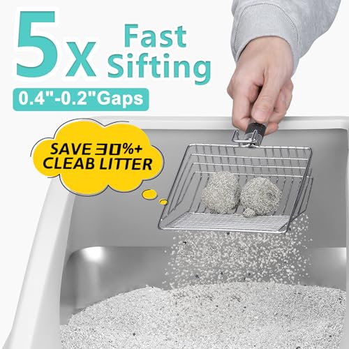 Stainless Steel Litter Box | XL Enclosed Cat Litter Boxes with Lid for Big Cats | High Sided, Anti-Urine Leakage | Non-Stick Bottom & Includes Litter Mat & Metal Scoop - Image 6