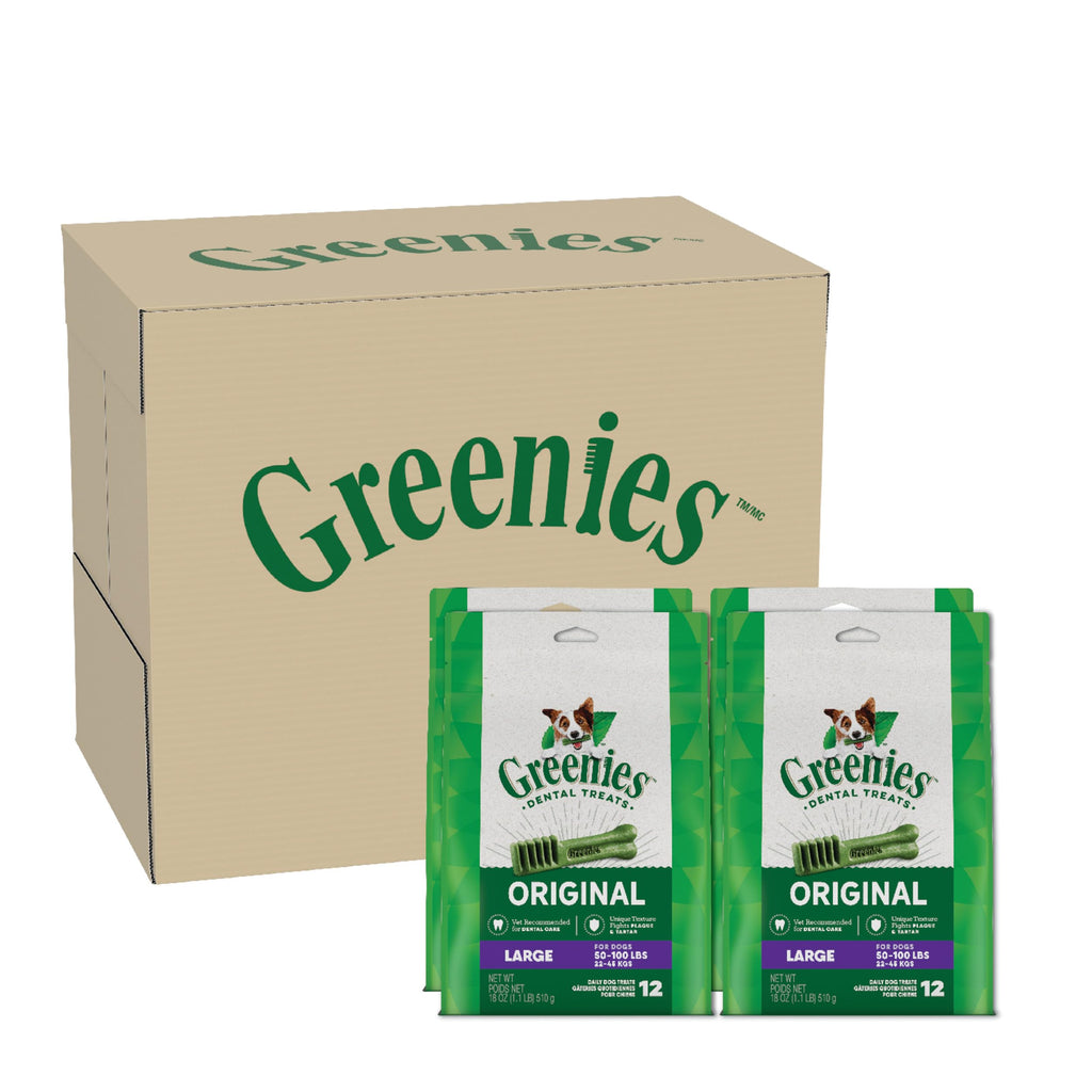 Greenies Veterinarian-Recommended Adult Natural Dental Dog Treats Large Size, Original Flavor, (4) 12 ct Packs (48 Treats Total) - Image 1