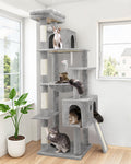 Globlazer Heavy Duty Cat Tree, 70 inch Sturdy Cat Tree for Indoor Cats Extra Large Cat Tower with Scratching Post, Hammock, Cat Condo for Adult Cats Kittens, F70 Pro, Light Grey - Image 1