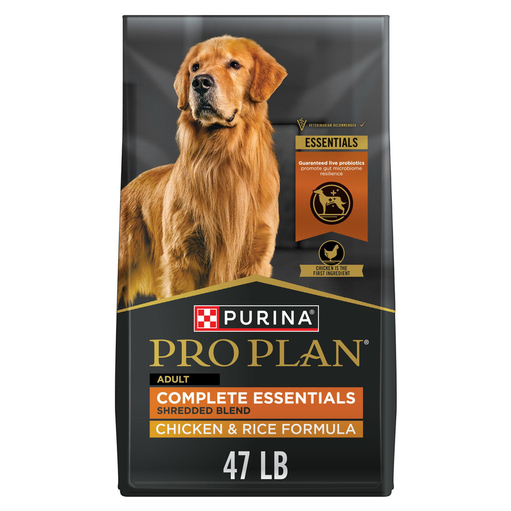 Purina Pro Plan Complete Essentials Shredded Blend Chicken and Rice Dog Food Dry Formula with Probiotics for Dogs - 47 lb. Bag - Image 1