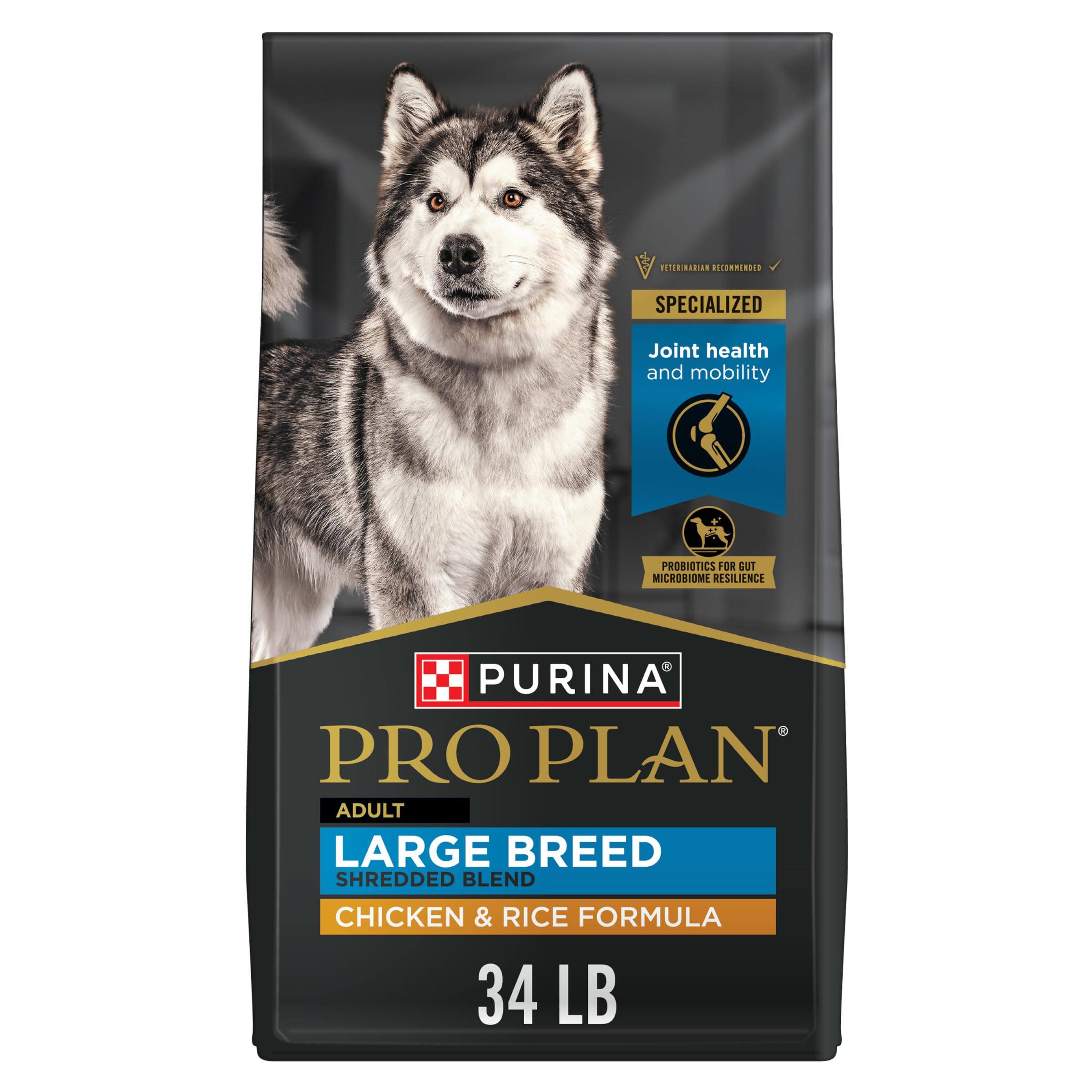 Purina Pro Plan Joint Health for Dogs, Large Breed Dog Food Dry, Shredded Blend Chicken & Rice Formula - 34 lb. Bag - Image 1
